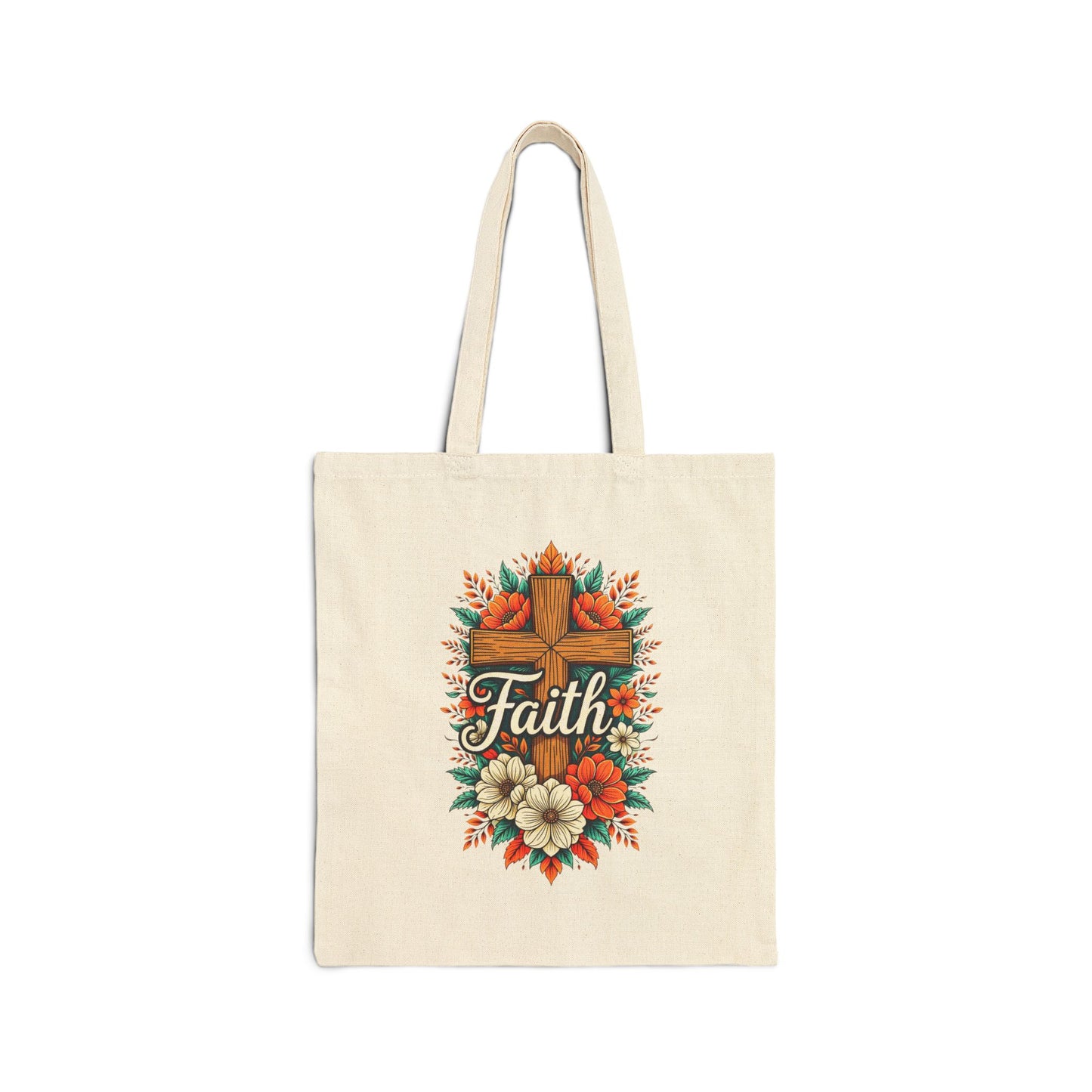 Faith Floral Canvas Tote Bag