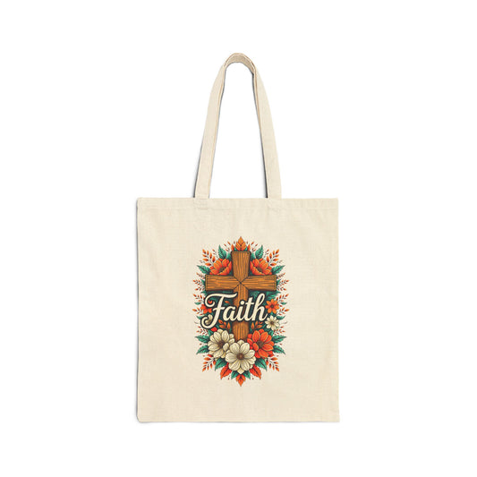 Faith Floral Canvas Tote Bag